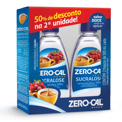 Adoçante Líquido Zero Cal 100ml Sucralose 50%Desconto 2 Unid