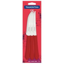 Conjunto Faca Churrasco Inox Tramontina Leme Vermelha 6 Pçs