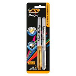 Caneta Marcador Bic Permanente Metálica C/ 2 Unidades