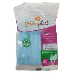 Colher Descartável Gold Plástico Azul C/50