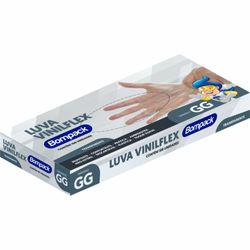 Luva Descartável Vinilflex Bompack Com 100 Transparente GG