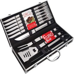 Jogo Churrasco Inox Euro Chef Com 16 Peças Com Maleta