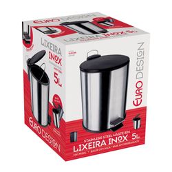 Lixeira Inox Euro 5L Com Pedal Preta