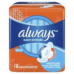 Absorvente Always Super Proteção Seca com abas 8 Unidades