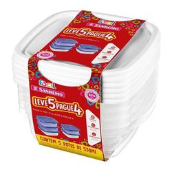 Conjunto Pote Plástico Sanremo 530ml Leve 5 Pague 4