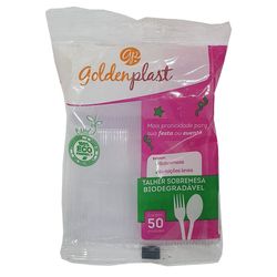 Colher Descartável Gold Plástico Cristal C/50
