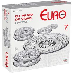 Conjunto Prato Vidro Euro Rattan 7 Peças
