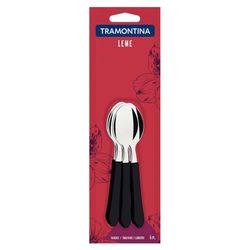 Conjunto Colher de Chá Inox Tramontina Leme Preta 6 peças
