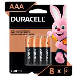 Pilha Alcalina AAA Palito DURACELL com 8 unidades