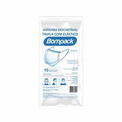 Máscara Descartável Bompack Tripla Com 10