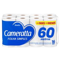 Papel Higenico Folha Simpl Cameratta 60m com 16 L Mais P Men