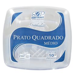 Prato Descartavel Sert.Plast C/10 Med Quadrado Cristal