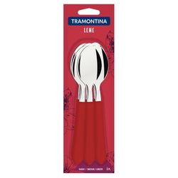 Conjunto Colher Mesa Inox Tramontina Leme Vermelha 6 peças