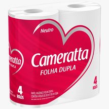 Papel Higiênico Folha Dupla Cameratta Neutro 30m Com 4