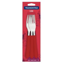 Conjunto Garfo Mesa Inox Tramontina Leme Vermelha 06 Peças