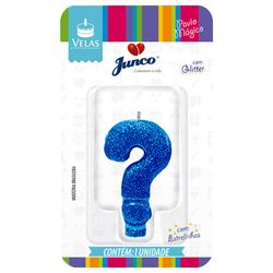 Vela Aniversário Junco Com Glilter Azul Interrogação