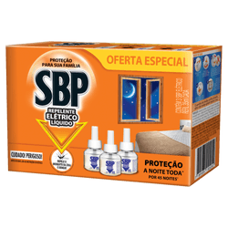 Inseticida Elétrico 45 noites Refil Com 3 Unidades Sbp