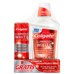 Enxaguante Bucal Para Clareamento Dental Colgate Luminous White 500ml Promo Grátis 1 Creme Dental