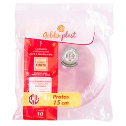 Prato Descartável Golden Plast 15cm com 10 Unidades