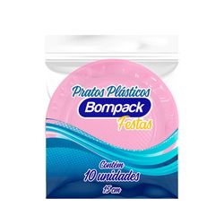 Prato descartável Bompack Festas Rosa 15cm 10 unidades