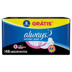 Absorvente Always Noturno Suave Com 48un Gratis 8 unidades
