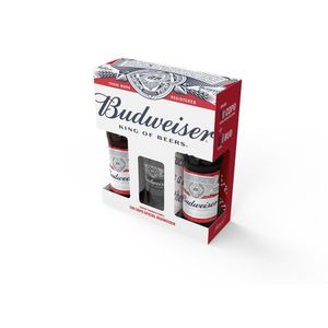 Kit Cerveja Budweiser 330ml 2 Un + Copo Vidro 350ml 1 Un