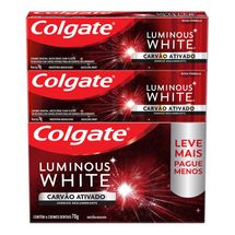 Creme Dental Colgate Luminous White 70g com 4 Un Carvão Ativ