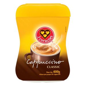 Cappuccino Solúvel Classic 3 Corações Pote 400g