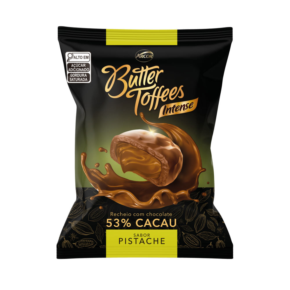 Bala Butter Toffees Intense 53% Cacau Pistache 90g - Paulistão Atacadista