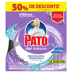 Desodorizador Sanitário Pato Gel Adesivo Lavanda Refil 6 Discos Kit com 2UN