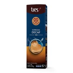 Cápsula 3 Corações Café Espresso Descafeinado Tres 10 Unidades 8g
