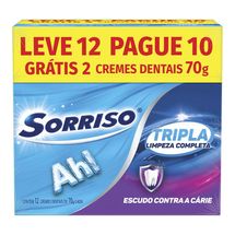 Creme dental Sorriso Tripla Limpeza Completa 70g Leve 12 unidades pague 10 unidades