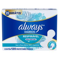 Absorvente Protetor Diário Always respirável sem perfume com 120 unidades