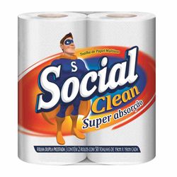 Toalha de papel Folha Dupla Soc.Clean 50 folhas C/ 2 rolos