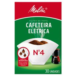 Filtro Papel Melitta Cafeteira Elétrica N°4 Com 30 Unidades