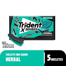 Chiclete Trident XSenses Herbal Sem Açúcar 8g - Embalagem com 5 unid.