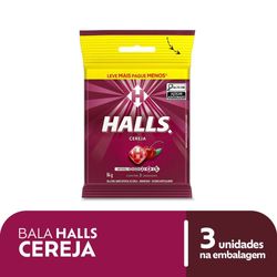Bala Halls Cereja Pacote Com 3 Unidades 84g