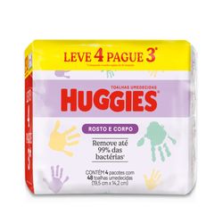 Lenço Umedecido Huggies Rosto e Corpo Com 48 Unidades Leve 4 Pague 3