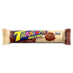 Biscoito Recheado Trakinas Meio a Meio chocolate ao leite e branco 126g