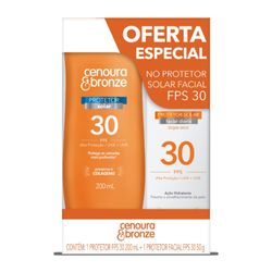Protetor Solar Cenoura & Bronze FPS 30 200ml E Protetor Solar Facial FPS 30 50g Oferta Especial