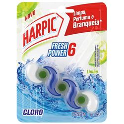 Bloco Sanitário Harpic Fresh Power 6 com Cloro - Desinfeta e Branqueia
