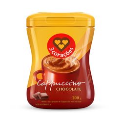 Cappuccino Solúvel Chocolate 3 Corações Pote 200g