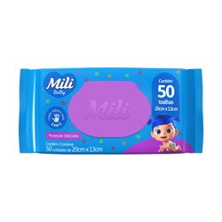 Lenço Umedecido Mili Baby com 50 unidades