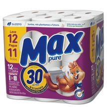 Papel higiênico folha dupla Max Pure 30m Leve 12 pague 11 rolos