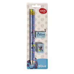 Kit 2 Lápis Borracha Apontador Molin Stitich