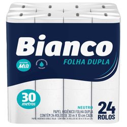Papel higiênico folha dupla Mili Bianco 30m com 24 rolos