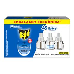 Raid Repelente Elétrico Líquido 45 Noites Refil 3UN de 32,9m