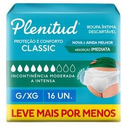 Roupa Íntima Plenitud Classic G-XG Com 16 unidades