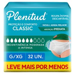 Roupa Íntima Plenitud Classic G-XG Com 32 Unidades