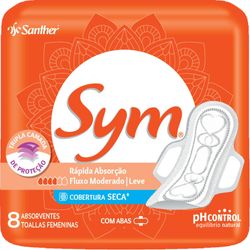 Absorvente Sym Com Abas Seca Com 8 Unidades